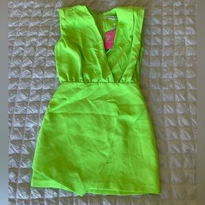 Amanda Uprichard Contessa Lime green mini dress